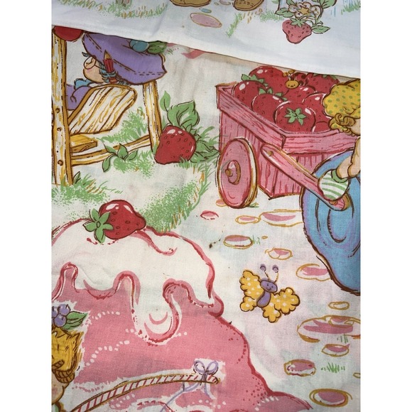Vtg Strawberry Shortcake 1980's Fitted  Sheet Pillowcase American Greetings Twin - Picture 4 of 8